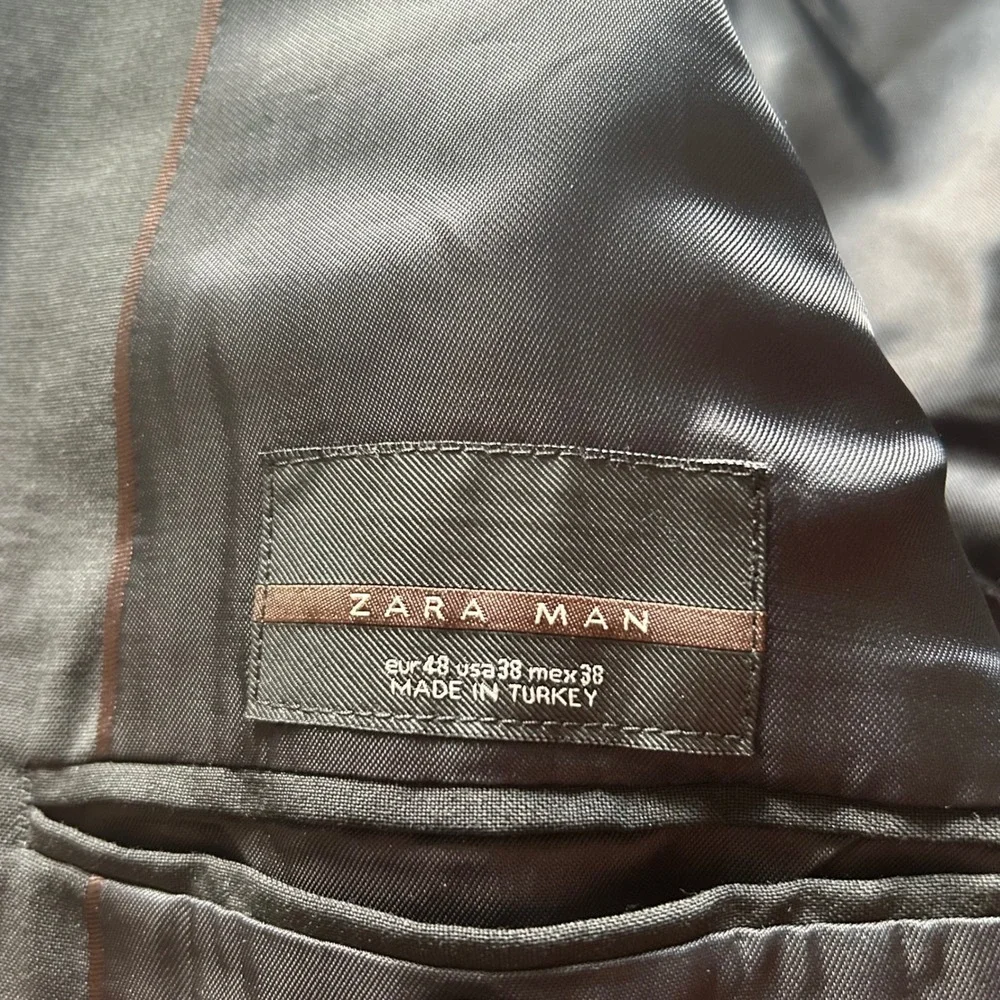 Zara Man Blazer Mens Black Two Button Tailored Suit Jacket 38R